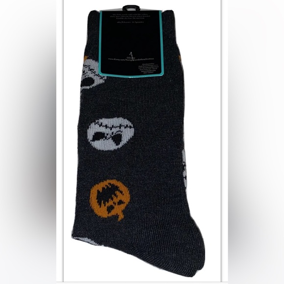 Nightmare Before Christmas Crew Socks 1Pair Men 6.5-12 Black Orange Jack Tim NEW - Picture 3 of 9